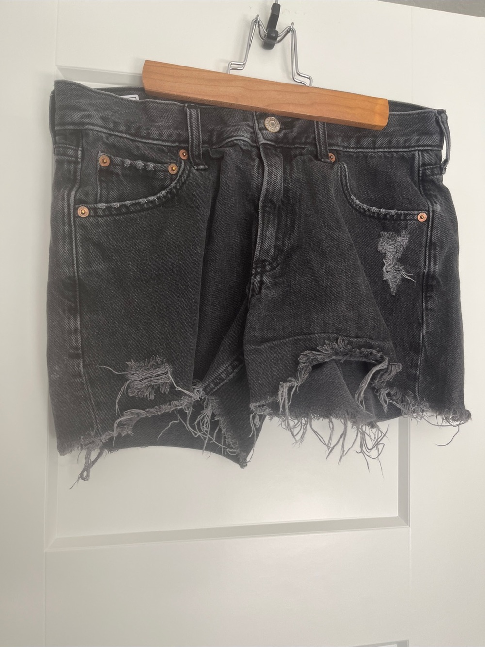 GAP Black Distressed Denim Cutoff Shorts